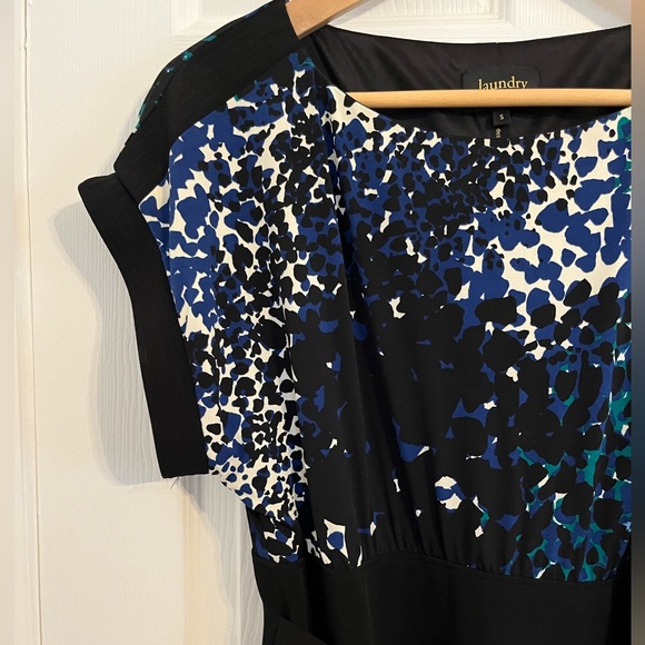 Laundry by Shelli Segal dress midi dress with tie sash black band waist - Picture 2 of 5